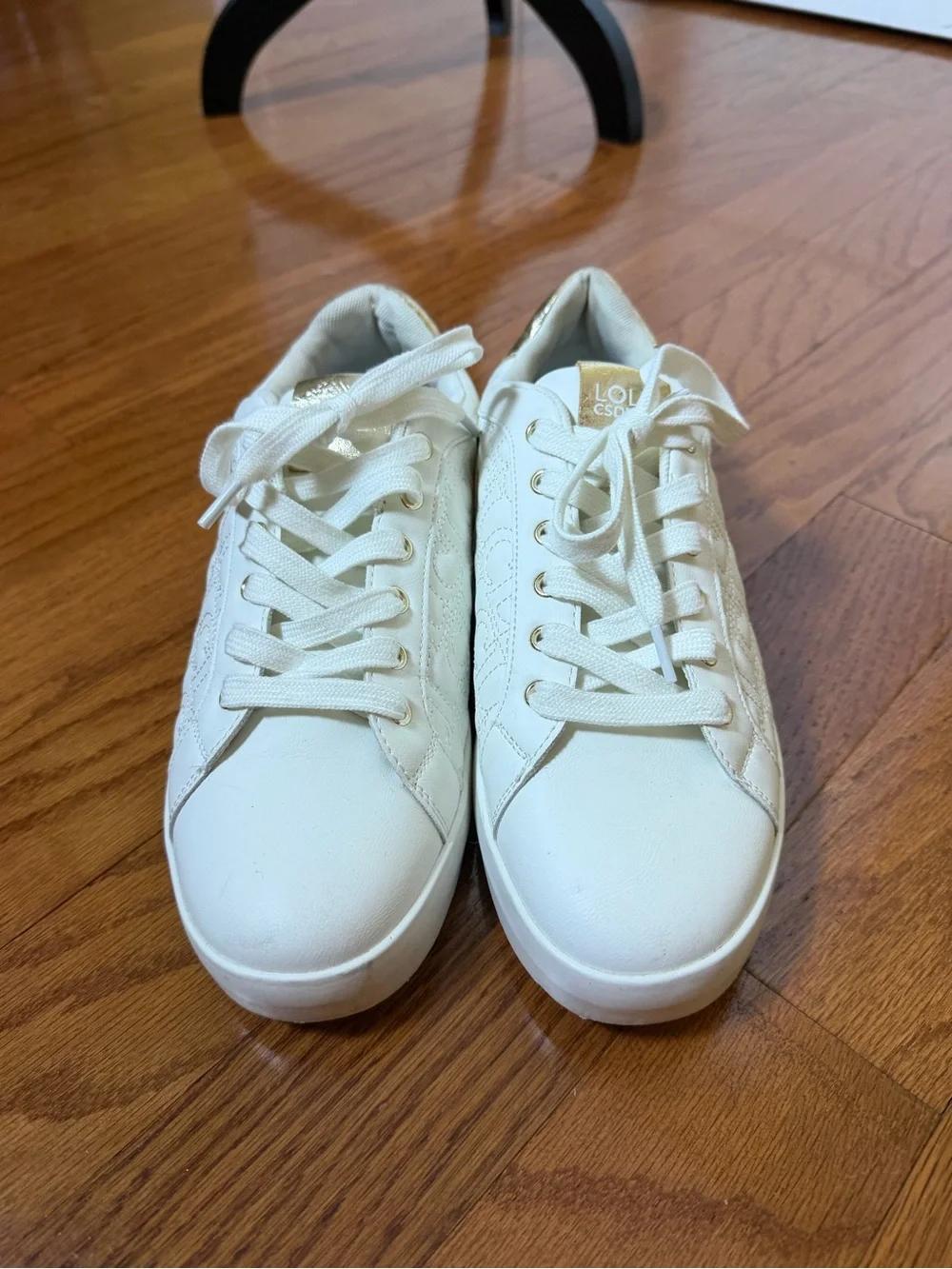 Lola Casademunt White Metallic Signature Sneakers